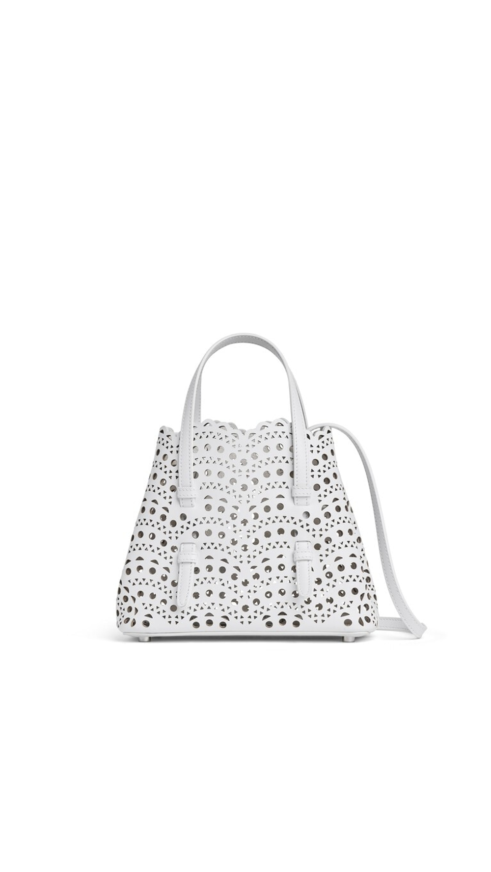 ALAÏA СУМКА MINA 20 ИЗ ВЕНСКОЙ ТЕЛЯЧЬЕЙ КОЖИ, КРЕМОВЫЙ