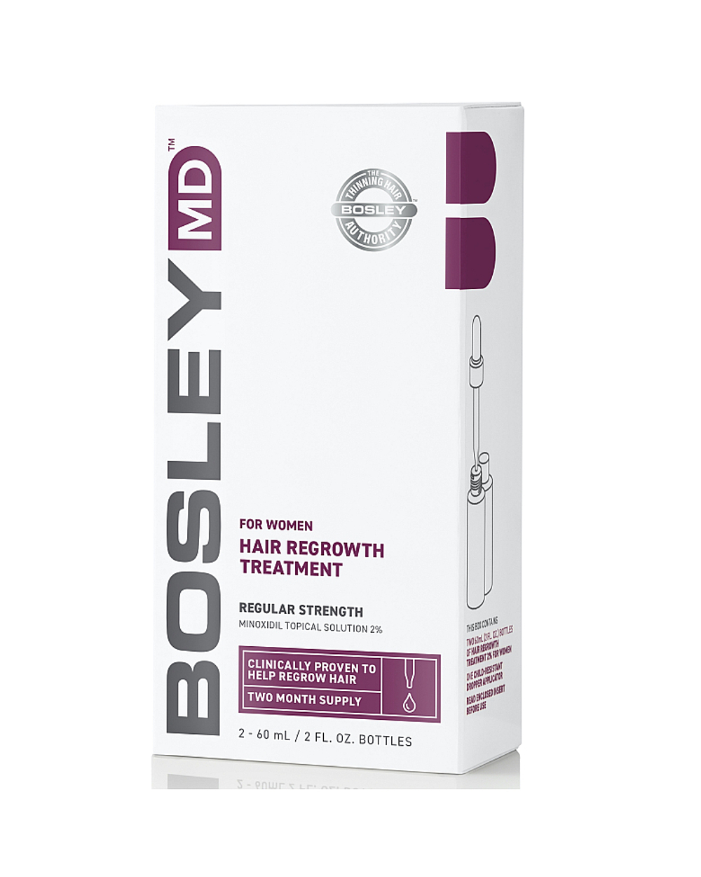 Усилитель роста волос для женщин 2% /For Women Hair Regrowth Treatment 2% Dropper Bosley MD, 2*60 мл