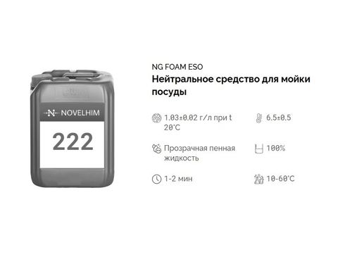 222 NG Foam Eso Нейтральное средство для мойки посуды. Канистра 20л.