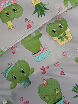 Простынь на резинке поплин Сказка "Кактусики" 90x200 см