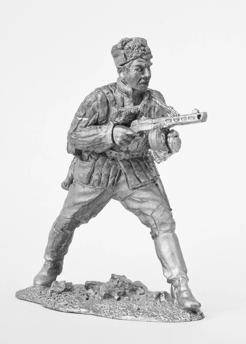 Оловянный солдатик Автоматчик РККА. Атака. (№ 3)