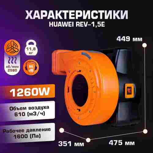 Нагнетатель воздуха (насос) для надувных батутов и конструкций, Huawei REV-1,5E, мощность 1260W