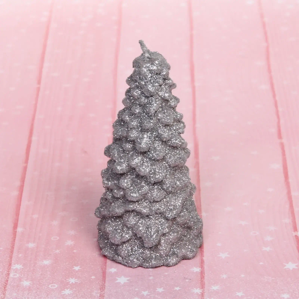 Свеча новогодняя «Сказочная ёлочка» 5,5х10 см, серебро