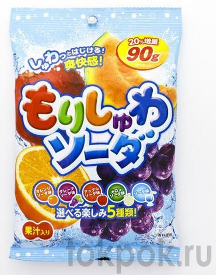 Карамель со вкусом содовой ассорти из 5-ти вкусов Ribon Fruits Candy, 90 гр