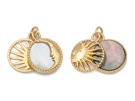 Подвеска "День и ночь" 18мм, двусторонняя, перламутр