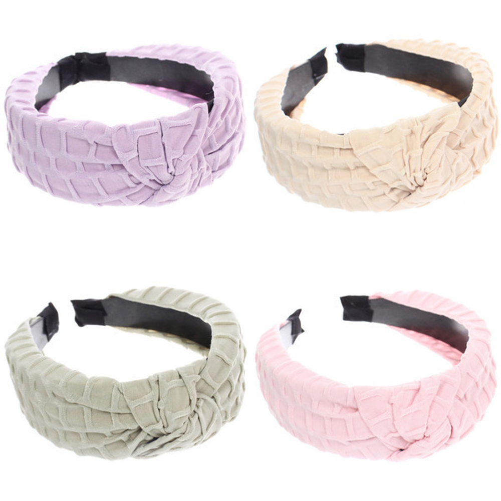 Ободок для волос «МАРЦИПАН», бизе, ширина 4см, микс 4 цвета ( в пакете с подвесом)