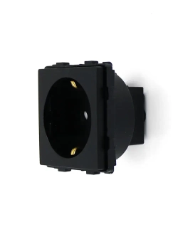 Механизм розетки KLUST Basic с заземлением, со шторками, черный