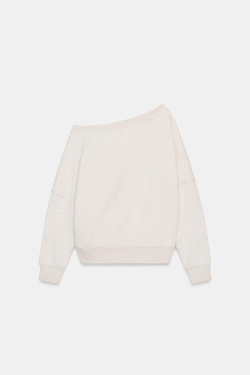 ZARA АСИММЕТРИЧНАЯ ТОЛСТОВКА ИЗ МЯГКОЙ ТКАНИ, БЕЖЕВЫЙ МЕЛАНЖ