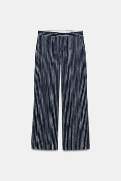 ZARA БРЮКИ В ПОЛОСКУ — ZW COLLECTION, МОРСКОЙ СИНИЙ