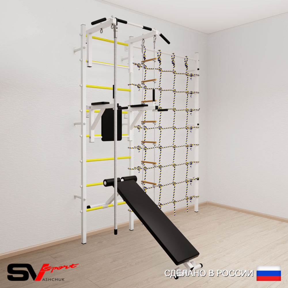 Шведская стенка Sv Sport 5850 (Турник стандарт/Брусья/Скамья/Канат/Лестница/Канатный лаз)