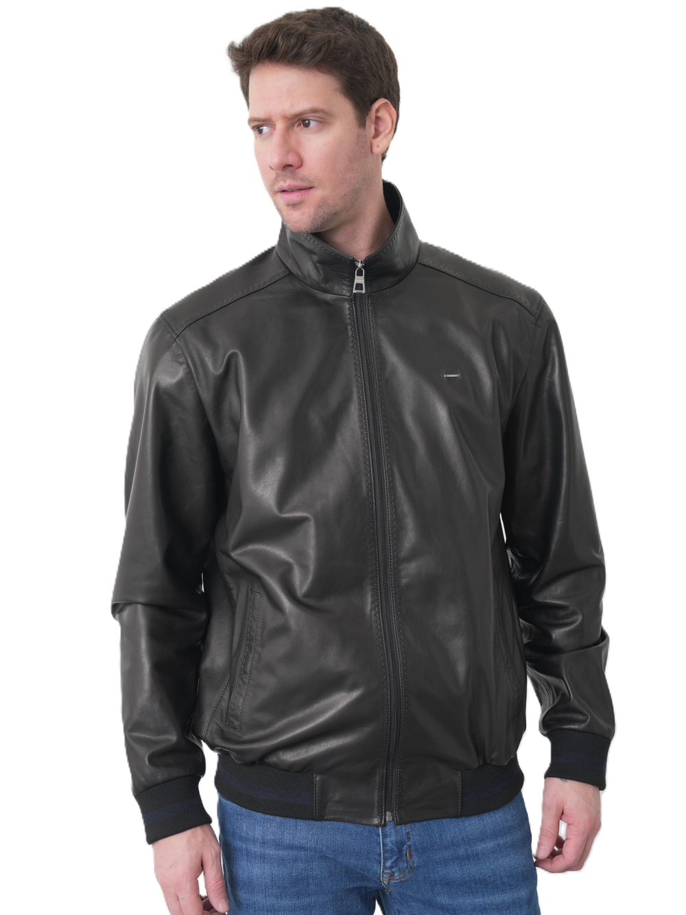 KHIMEONE Мужская кожаная демисезонная куртка (натуральная кожа наппа)