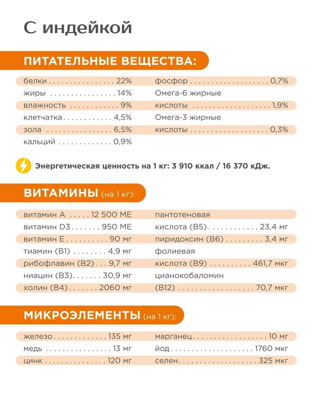 Корм для средних пород, с индейкой, 2,5 кг, для деревни