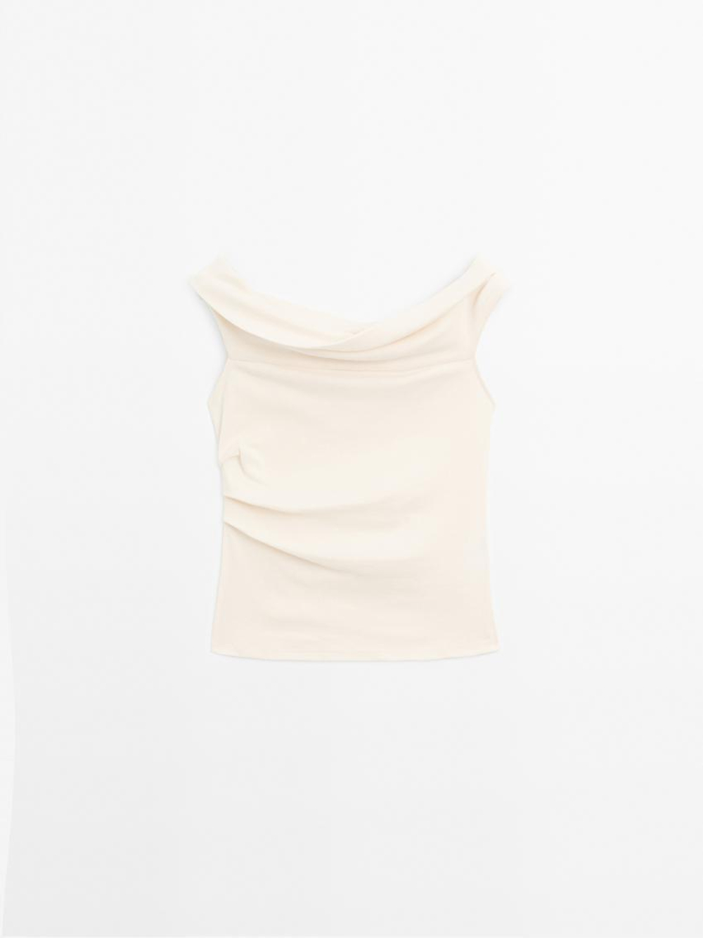 Massimo Dutti Драпированный топ, натуральный