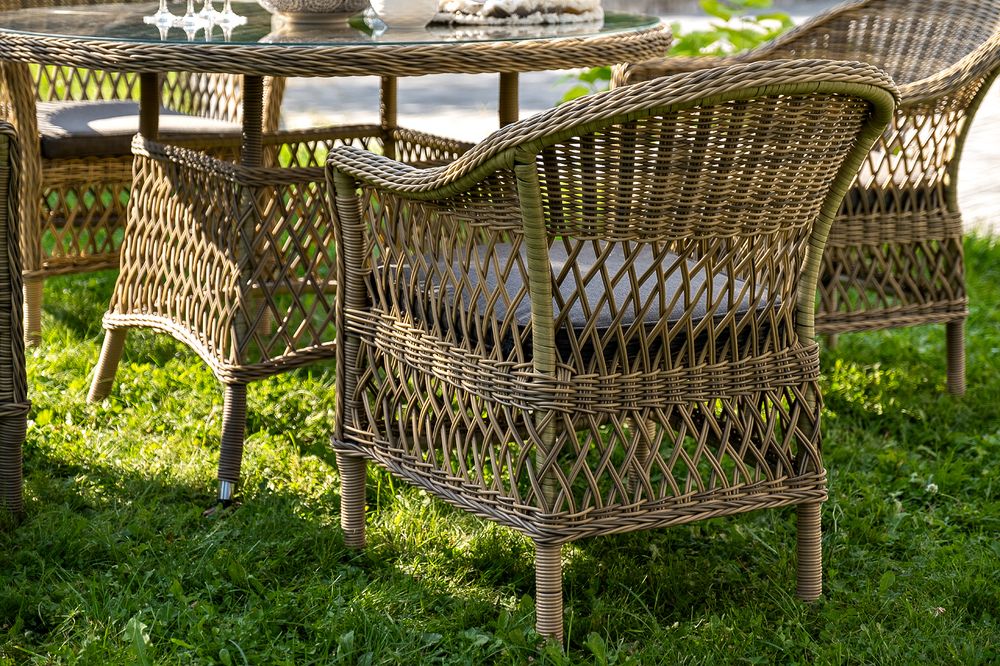 "Дольче" обеденная группа из искусственного ротанга, цвет соломенный