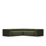 4-местный угловой диван Blok в зеленом толстом вельвете 290 x 290 см