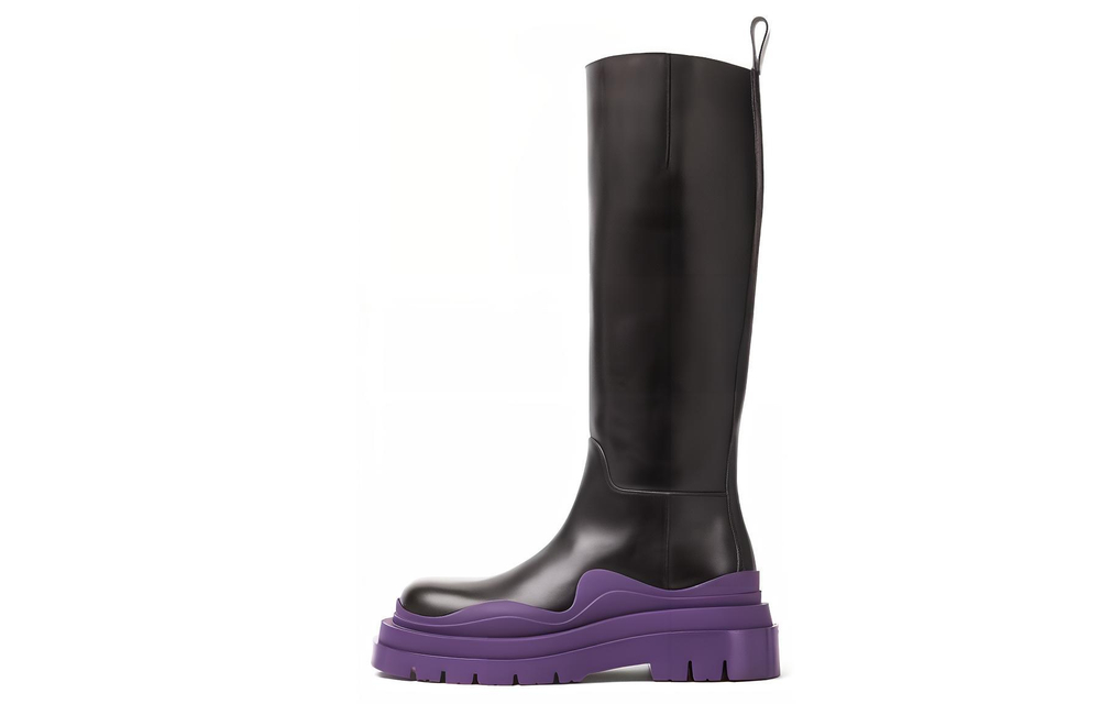 Bottega Veneta Tire Platform Knee high Boots Women"s Black Purple