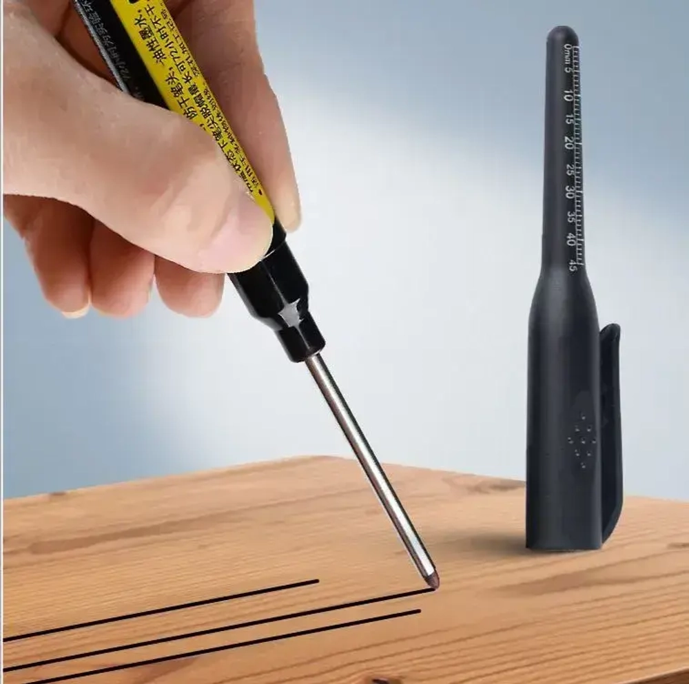 Маркеры строительные разметочные с длинным наконечником длиной 45мм, черные 5 шт.