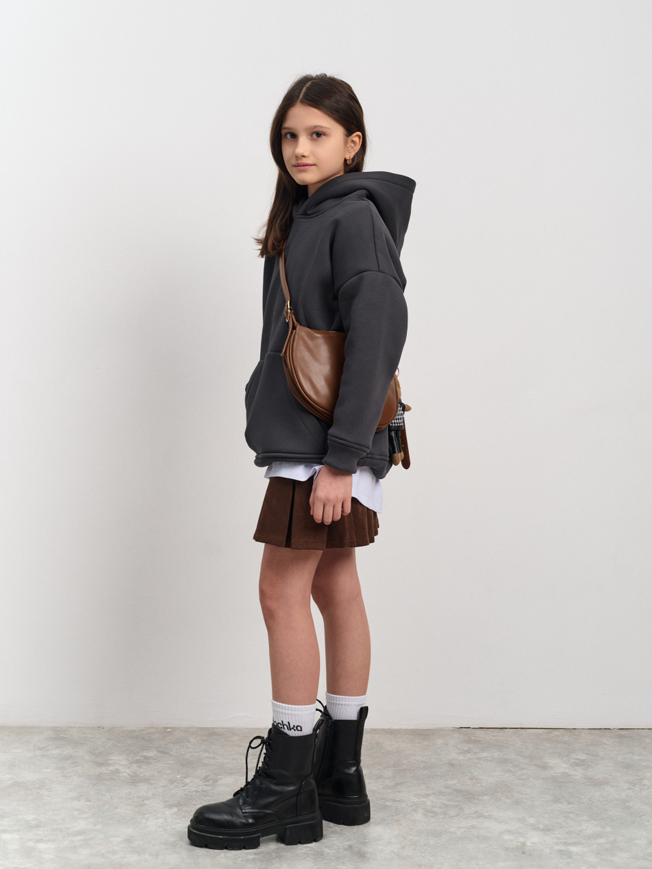 Толстовка с капюшоном для девочки  "Basic" темно-серый