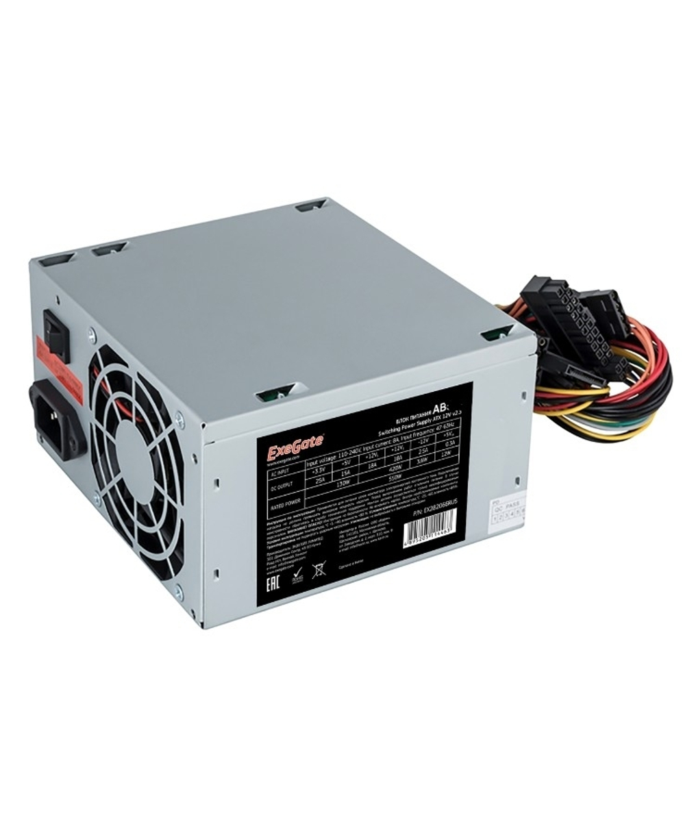 Exegate EX292142RUS Блок питания 600W ExeGate AB600 (ATX, 8cm fan, 24pin, 4pin, 3xSATA, 2xIDE, FDD)