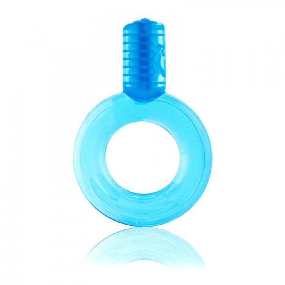 Голубое упругое кольцо на пенис с вибрацией Go (Цвет: голубой)