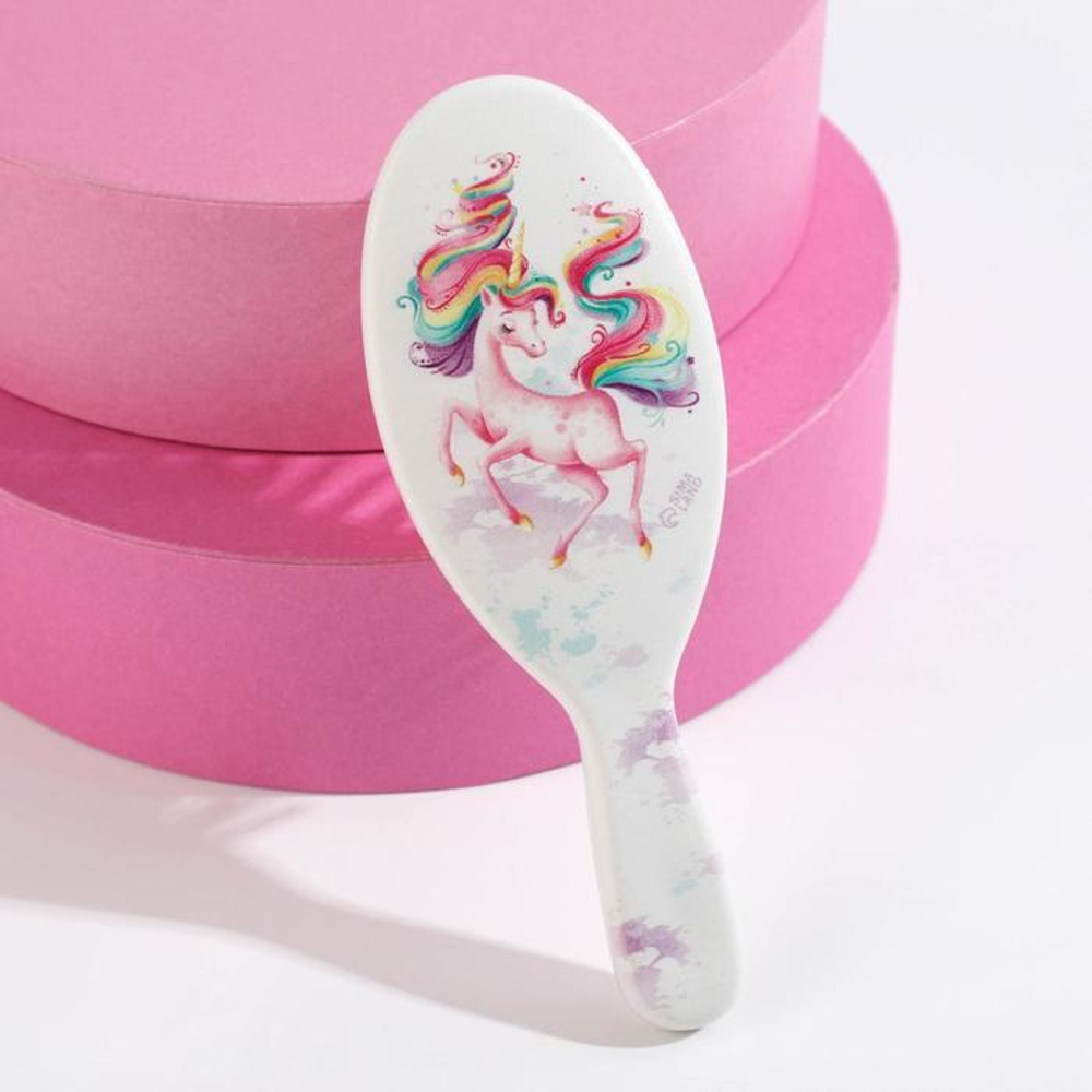 6963295 Массажная расческа детская «Единорог», овальная 13 × 4.5 см