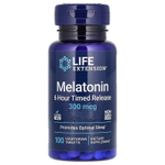 Life Extension, Мелатонин, 6-часовое высвобождение, 300 мкг, 100 растительных таблеток