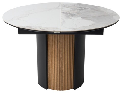 Стол БАТИСТ 115 с подстветкой PANDORA LIGHT, керамика / ДУБ АМЕРИКАНСКИЙ, ЧЕРНЫЙ каркас М-City