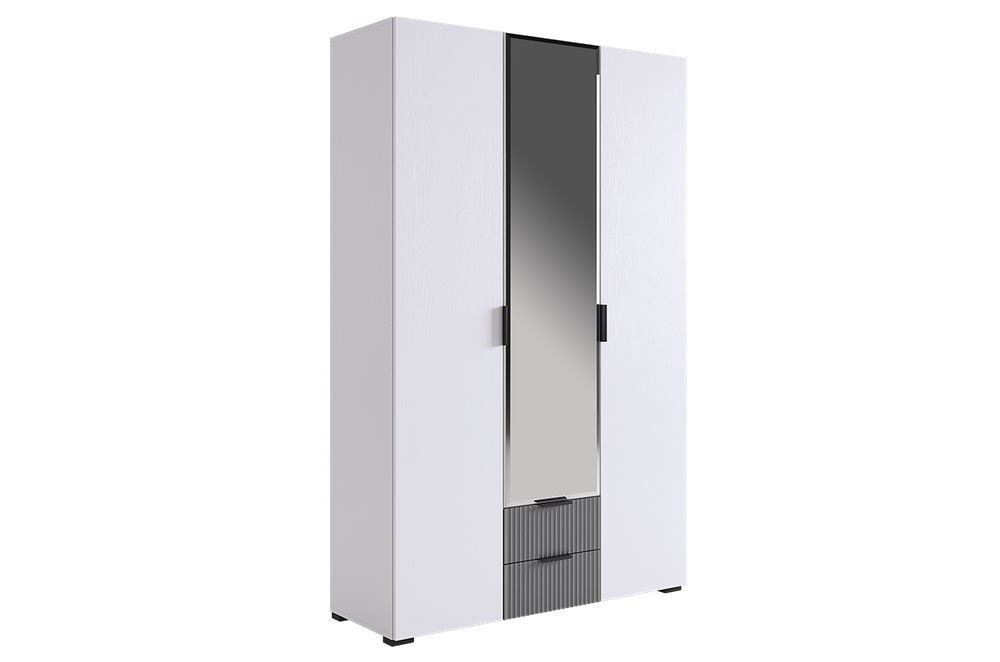 Шкаф трехдверный "Зефир" 109.02, (Белое дерево/Серый (эмаль))