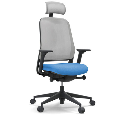 ME Кресло рабочее черная база СЕРЫЙ/СИНИЙ