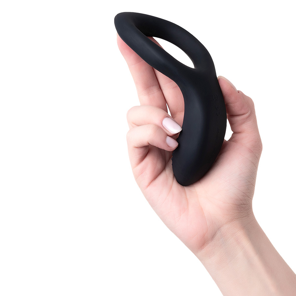 Черное эрекционное виброкольцо с управлением через приложение Lovense Diamo Vibrating Cock Ring Black