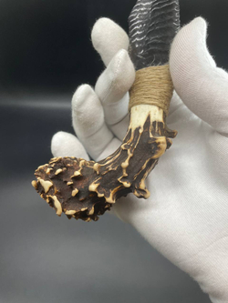 Нож обсидиановый с рукоятью из рога косули 18 см