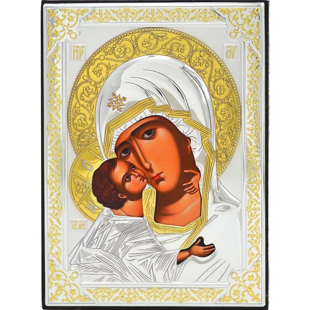 Владимирская икона Божией Матери в серебре.