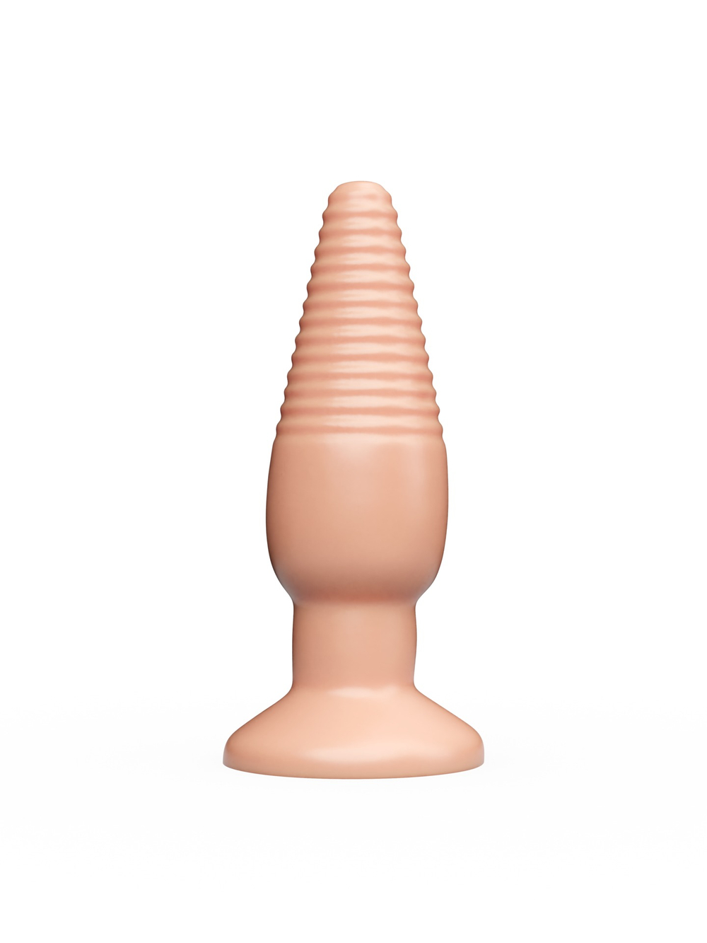 Анальная пробка LOVETOY телесная с рёбрышками, 14 см