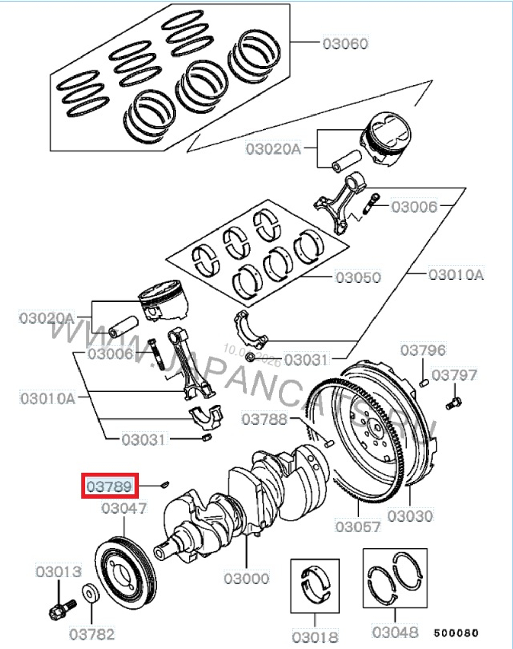 Шпонка шкива коленвала для автомобилей Mitsubishi / RVLT-MD008959