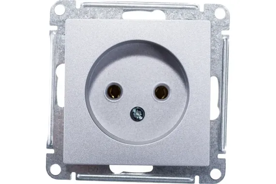 Розетка Systeme Electric ATLASDESIGN без заземления алюминий 38193