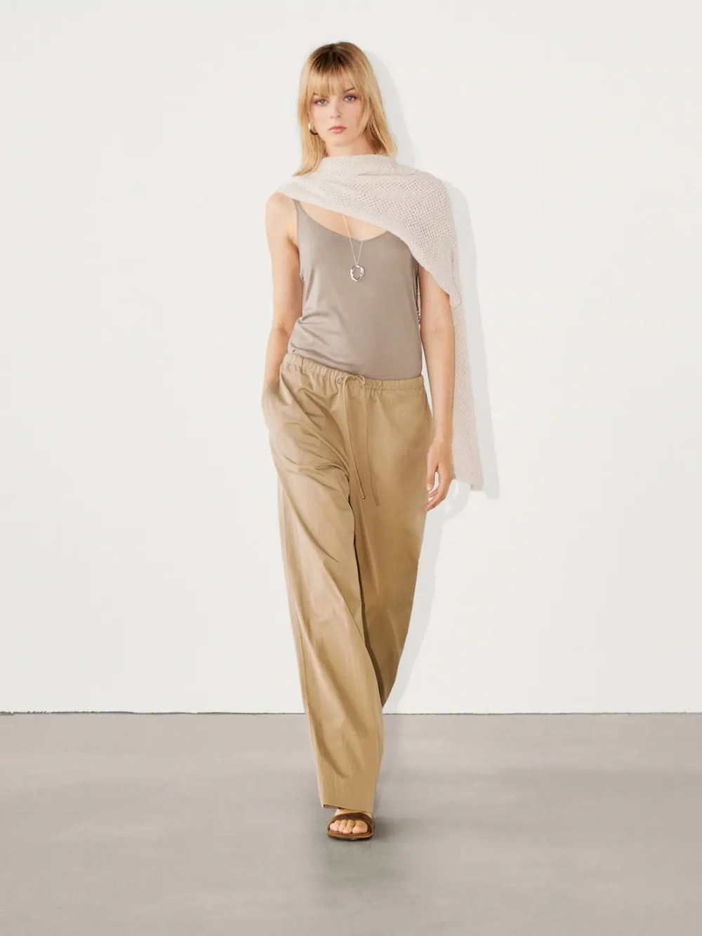 Massimo Dutti Топ из 100% хлопка с бретелями, дымчатый