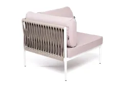 "Касабланка" угловой модуль плетеный из роупа, каркас алюминий светло-серый (RAL7035) шагрень, роуп серо-коричневый 23мм, ткань Neo ash