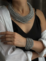 Браслет из венецианского стекла на кожаной застежке, цвет серебро