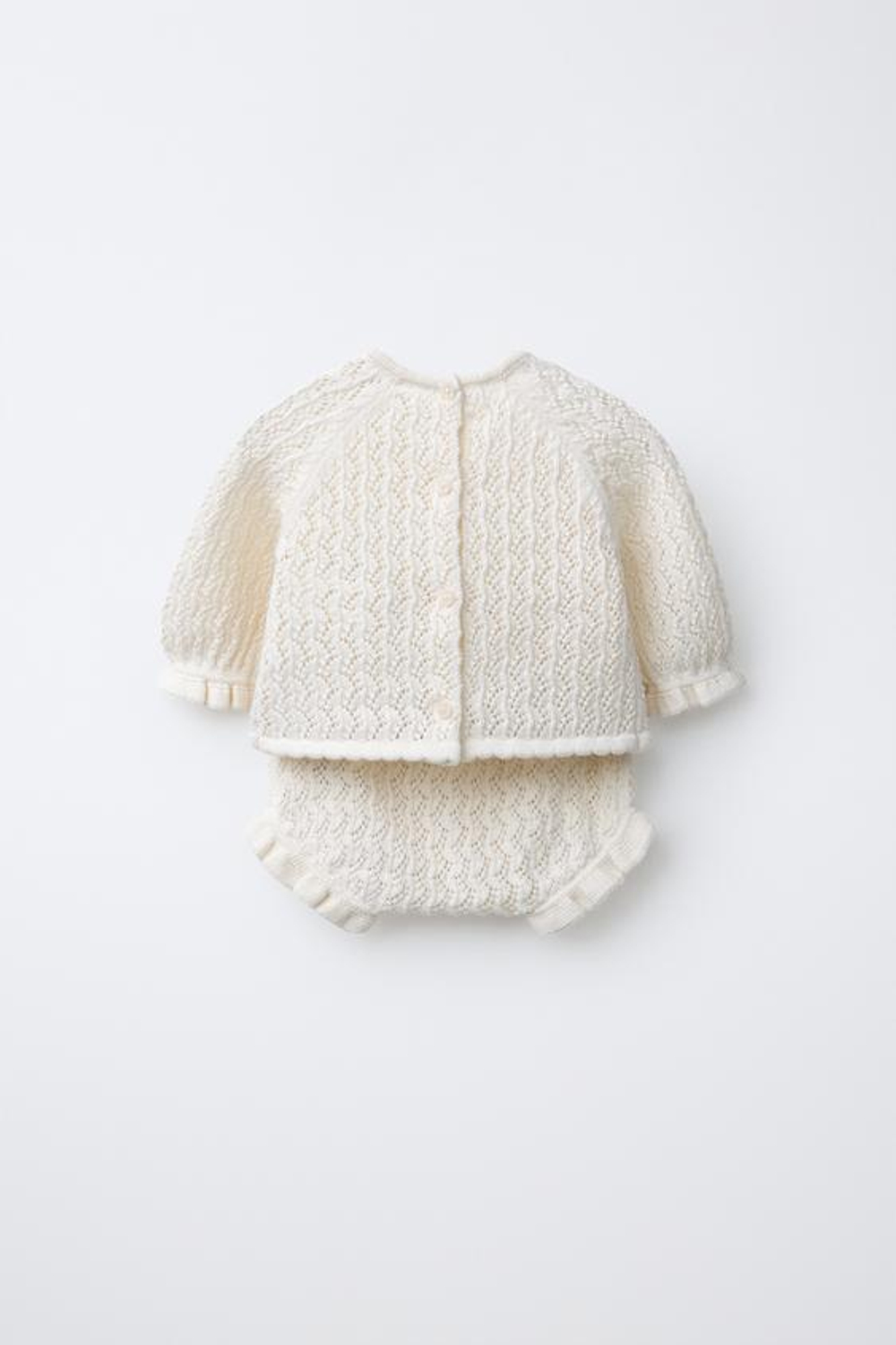 ZARA ДЖЕМПЕР И ТРУСИКИ С ФАКТУРНОЙ ОТДЕЛКОЙ ИЗ СМЕСИ ХЛОПКА И ШЕЛКА ТУТОВОГО ЦВЕТА, ЭКРЮ