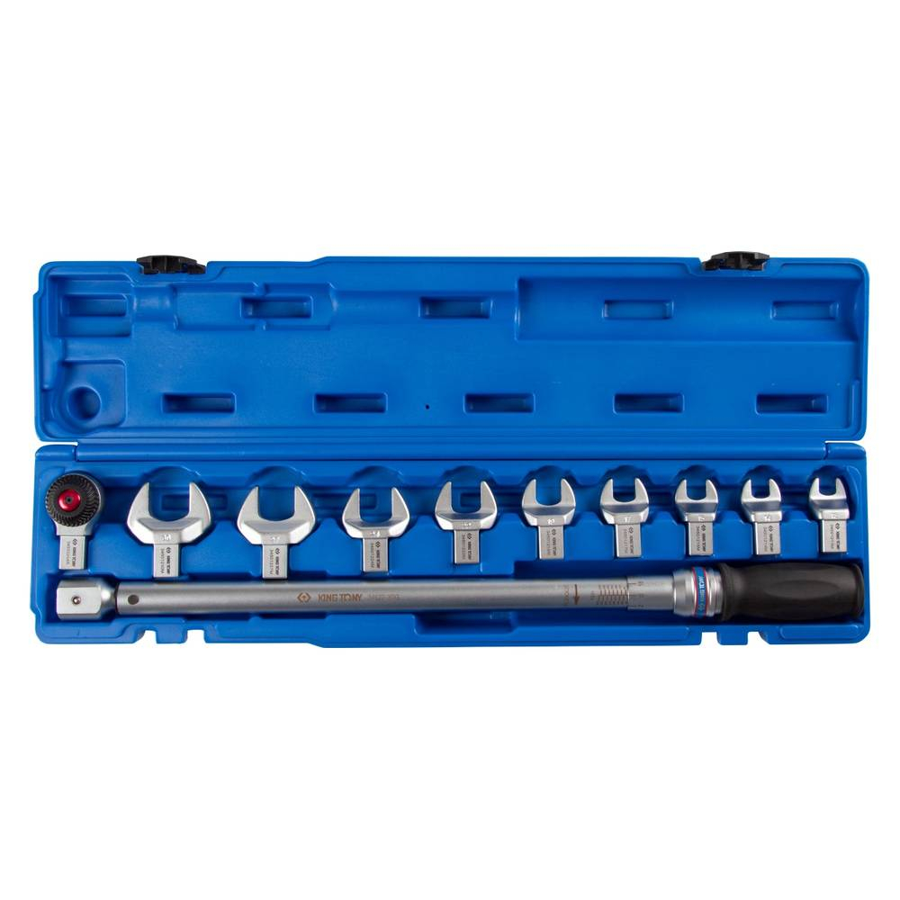 Динамометрический ключ серии "FIT", 14х18 мм с набором рожковых насадок 13-30 мм, 60-340 Нм, кейс KI