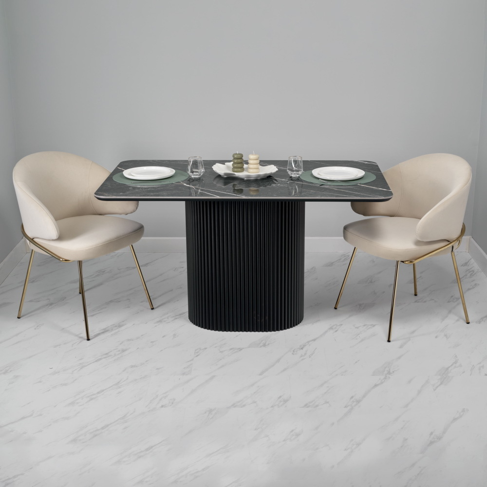 Стул-полукресло Emil кремовый с золотыми ножками