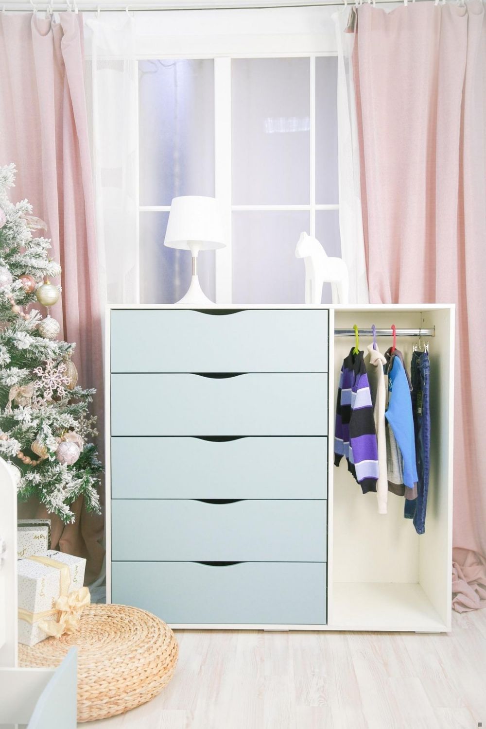 Комод 5 ящиков со штангой МДФ софт белый/ниагара