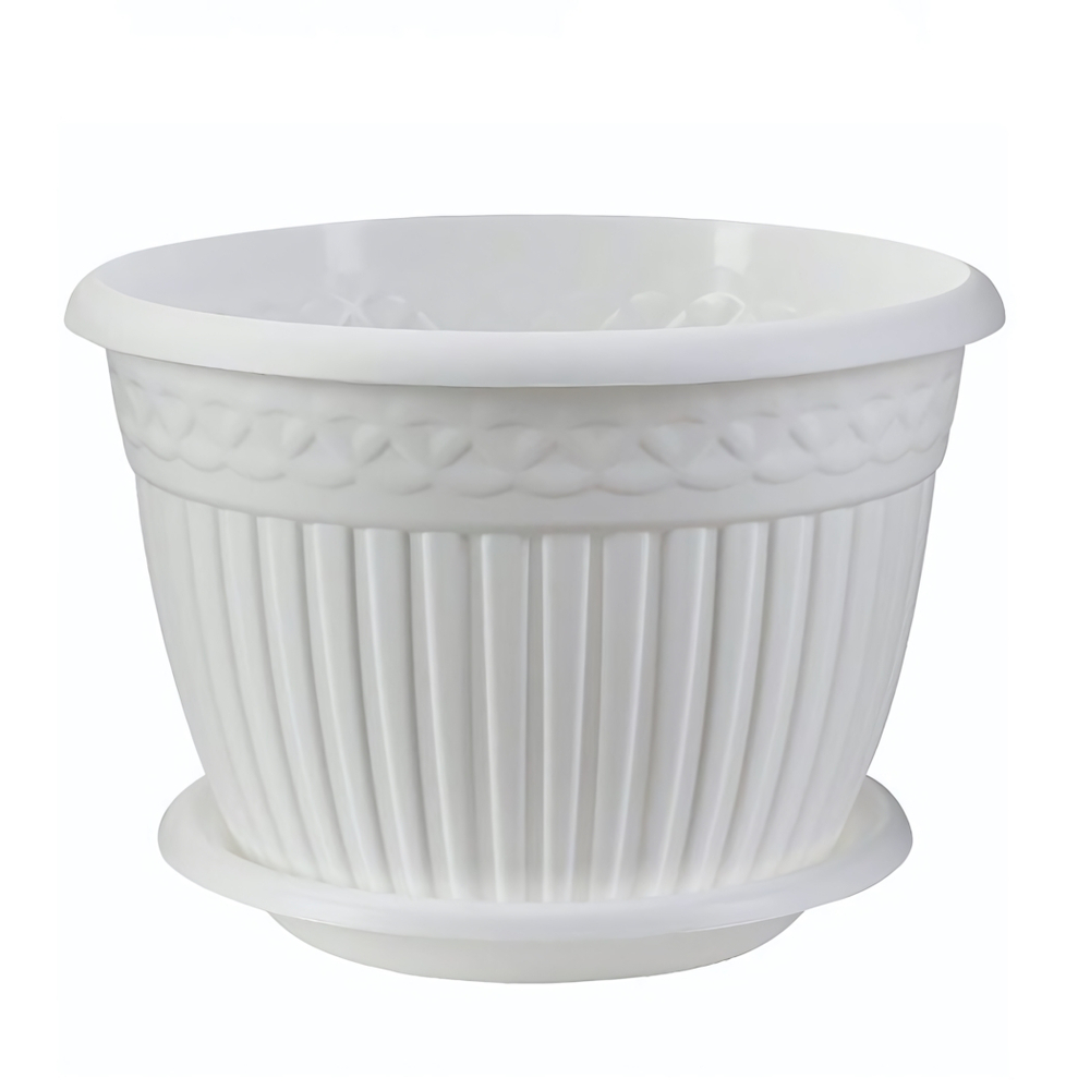 Кашпо "Византия" (3л.) с блюдцем Цв. Белый