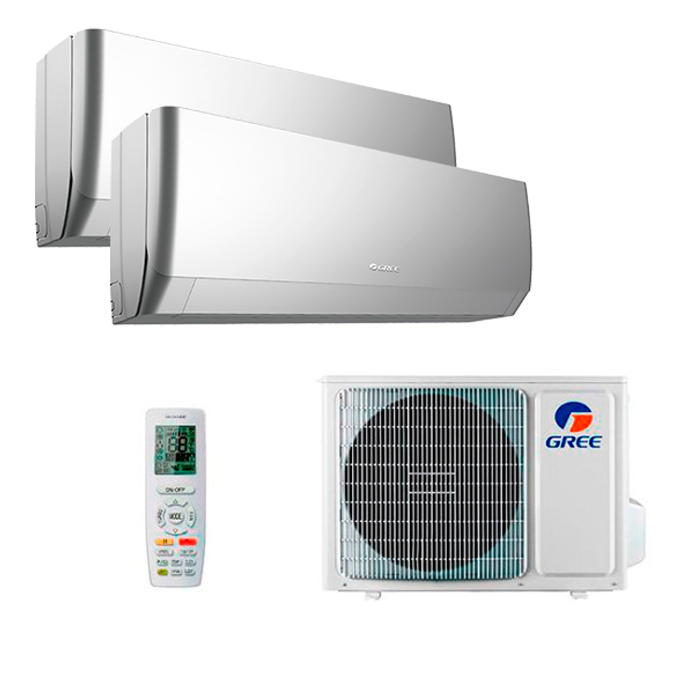 Мультисплит система на 2 комнаты Gree GWH09AGCXB-K6DNA4F/I (silver) + GWH12AGC-K6DNA4F/I (silver) / GWHD(18)NK6OO (LCLH)