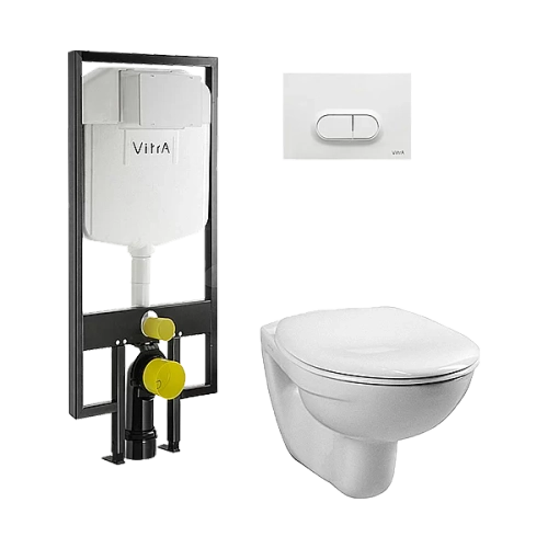 Унитаз Vitra Normus 9773B003-7201 с инсталляцией, с крышкой, белый, кнопка белая
