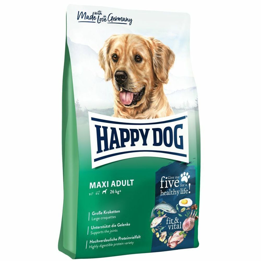 Сухой корм Happy Dog Supreme Fit &amp; Vital Maxi Adult для взрослых собак крупных пород полнорационный с птицей 14 кг