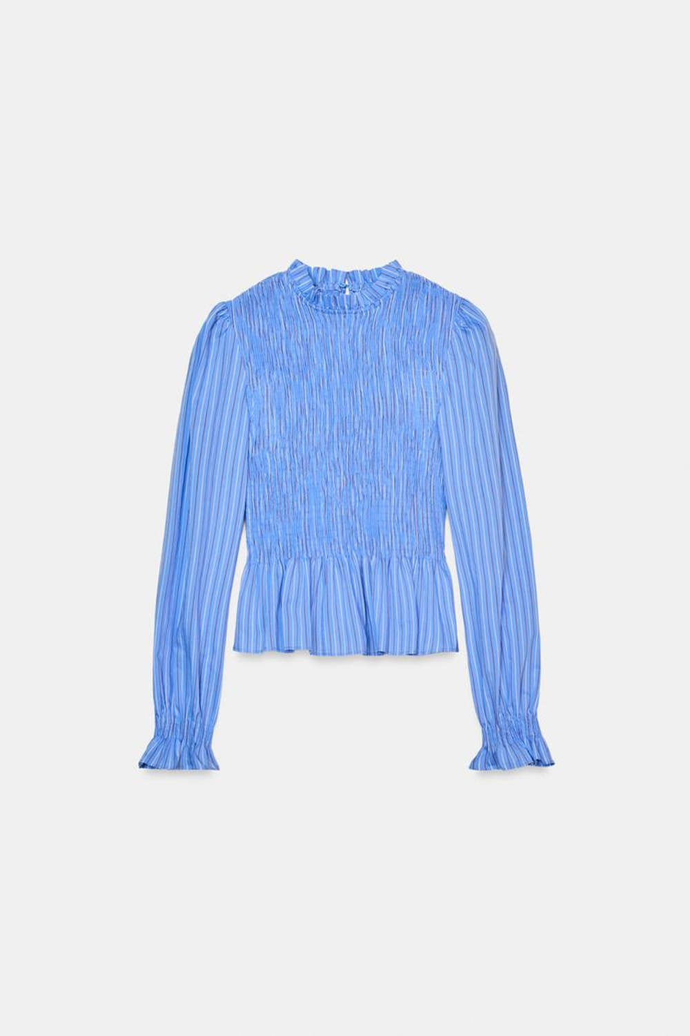 ZARA РУБАШКА В ПОЛОСКУ ИЗ ТКАНИ «ВАФЛЯ», ЭКРЮ/КРАСНЫЙ