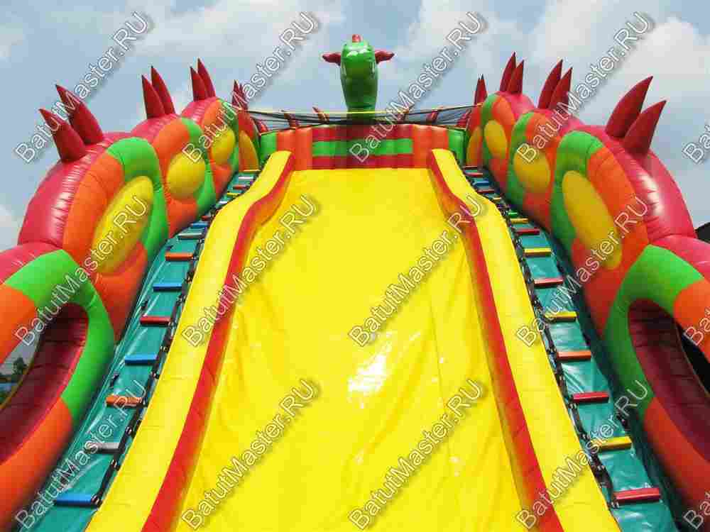 Коммерческий надувной батут-горка "Огненный дракон" 15*7*11 м