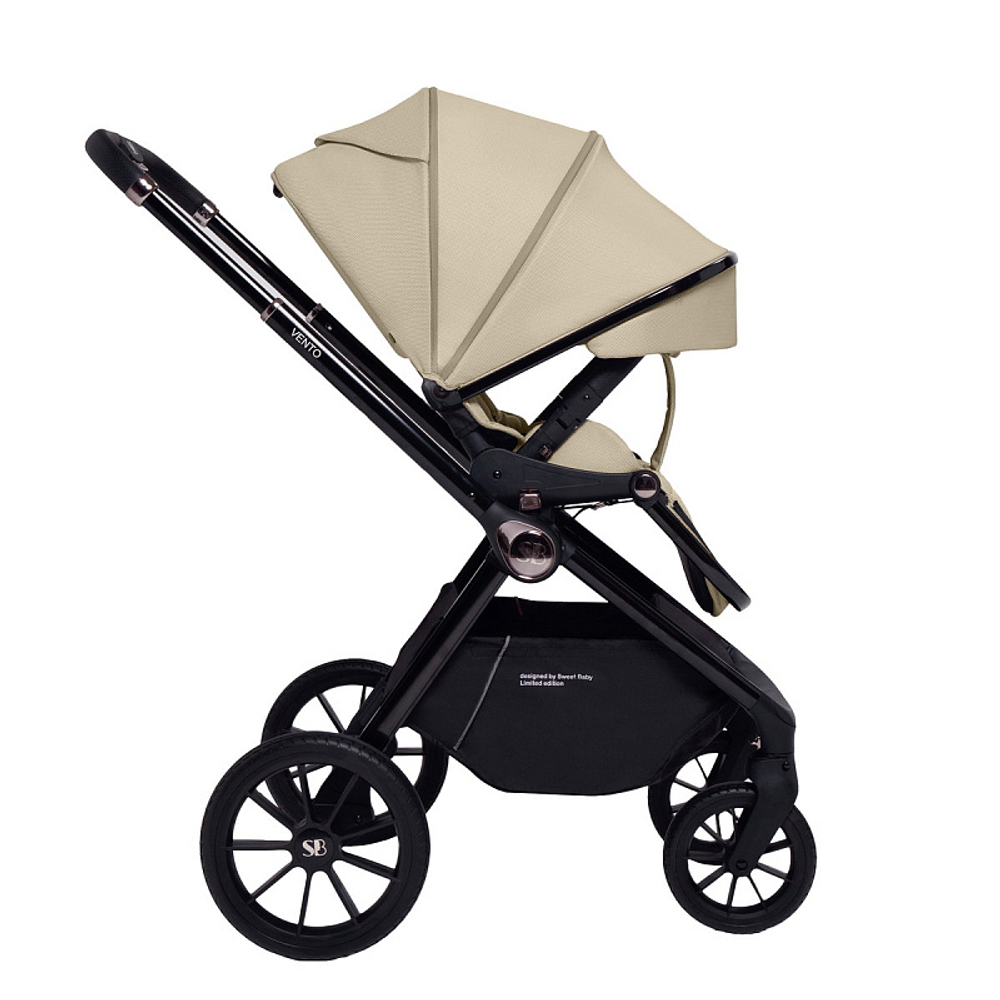 Детская коляска Sweet Baby Vento Black 2 в 1 Beige