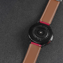 Ремешок из натуральной кожи красного цвета для смарт часов Samsung Galaxy Watch 45 и 46мм (размер крепления 22мм), серия YA Series от Dux Ducis